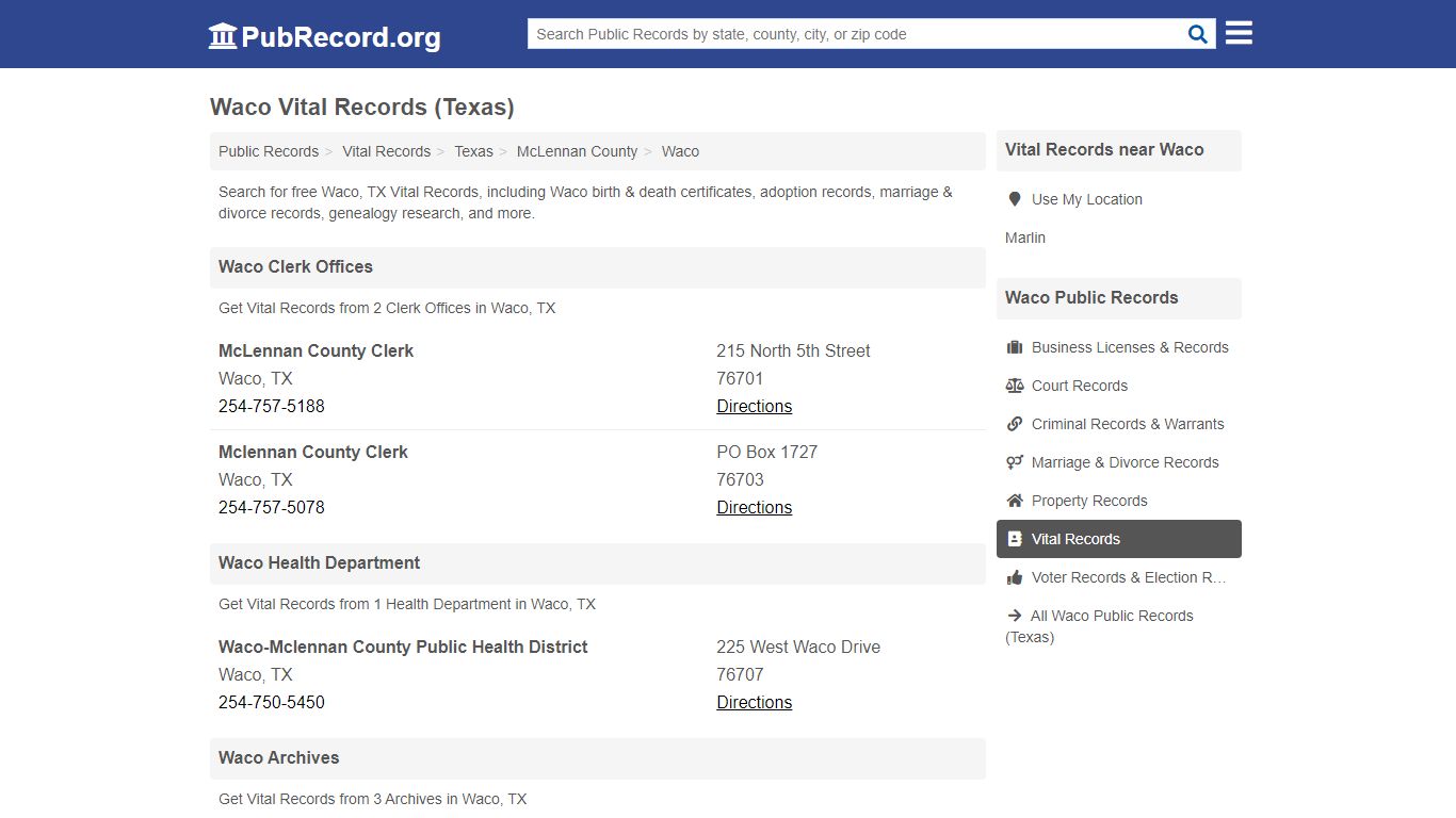 Free Waco Vital Records (Texas Vital Records)